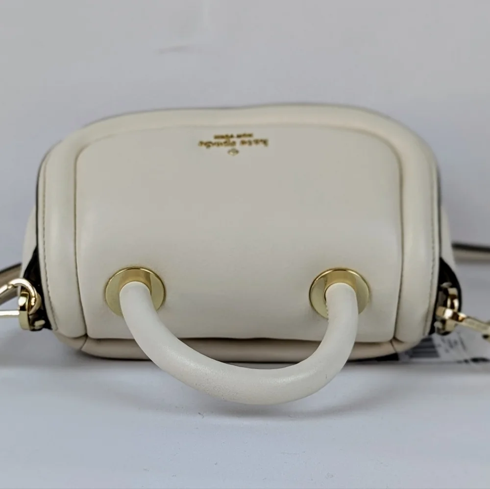 kate spade Puffy Mini Handle Crossbody Bag Leather Parchment Winter White NWT - Picture 9 of 13
